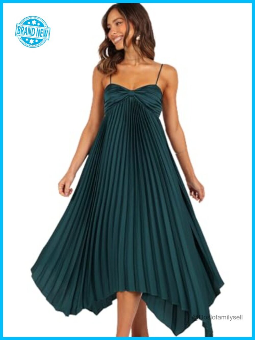 A-Line Midi Dress with Sweetheart Neckline and Spaghetti Straps